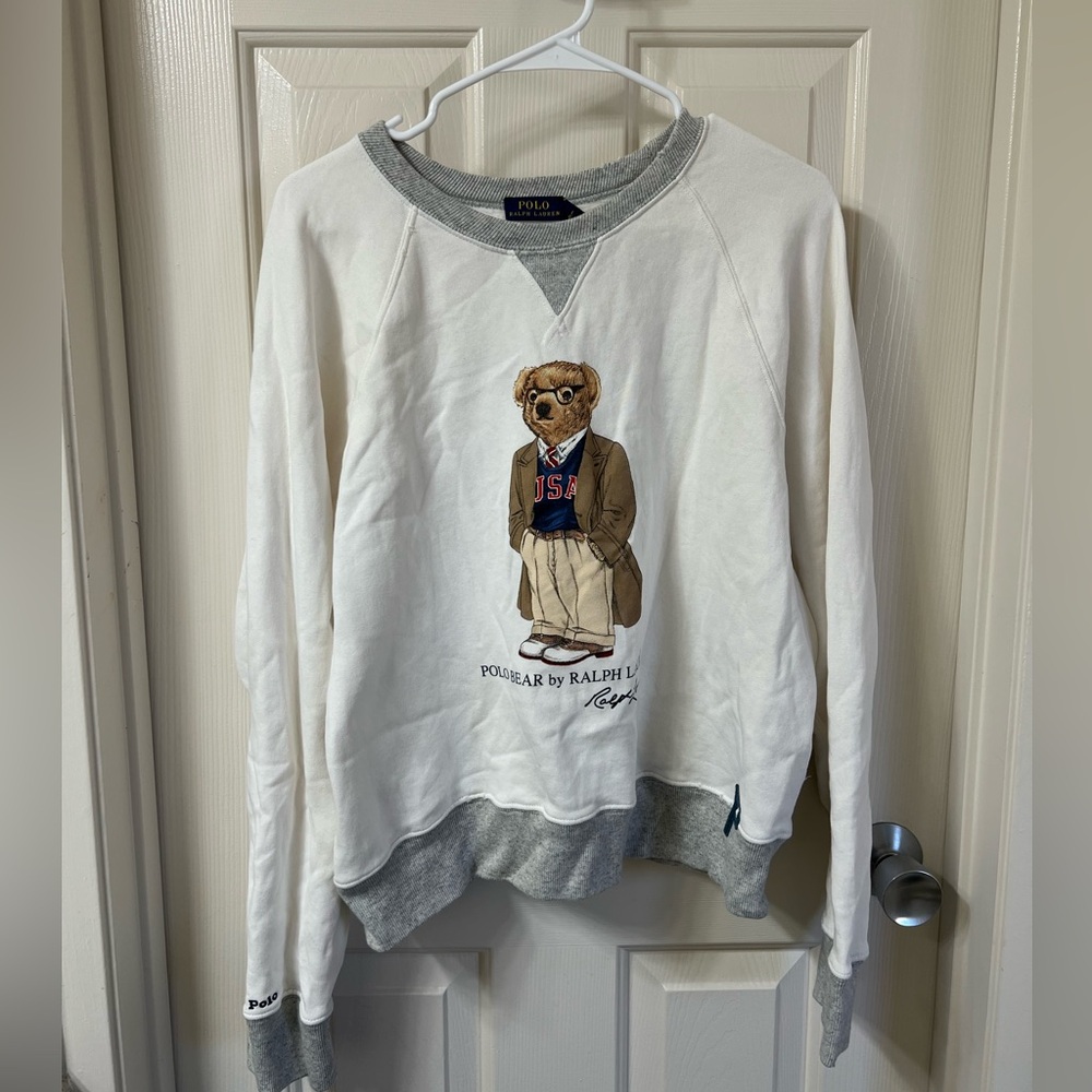 Polo by Ralph Lauren Cream Sweater with Bear Graphic